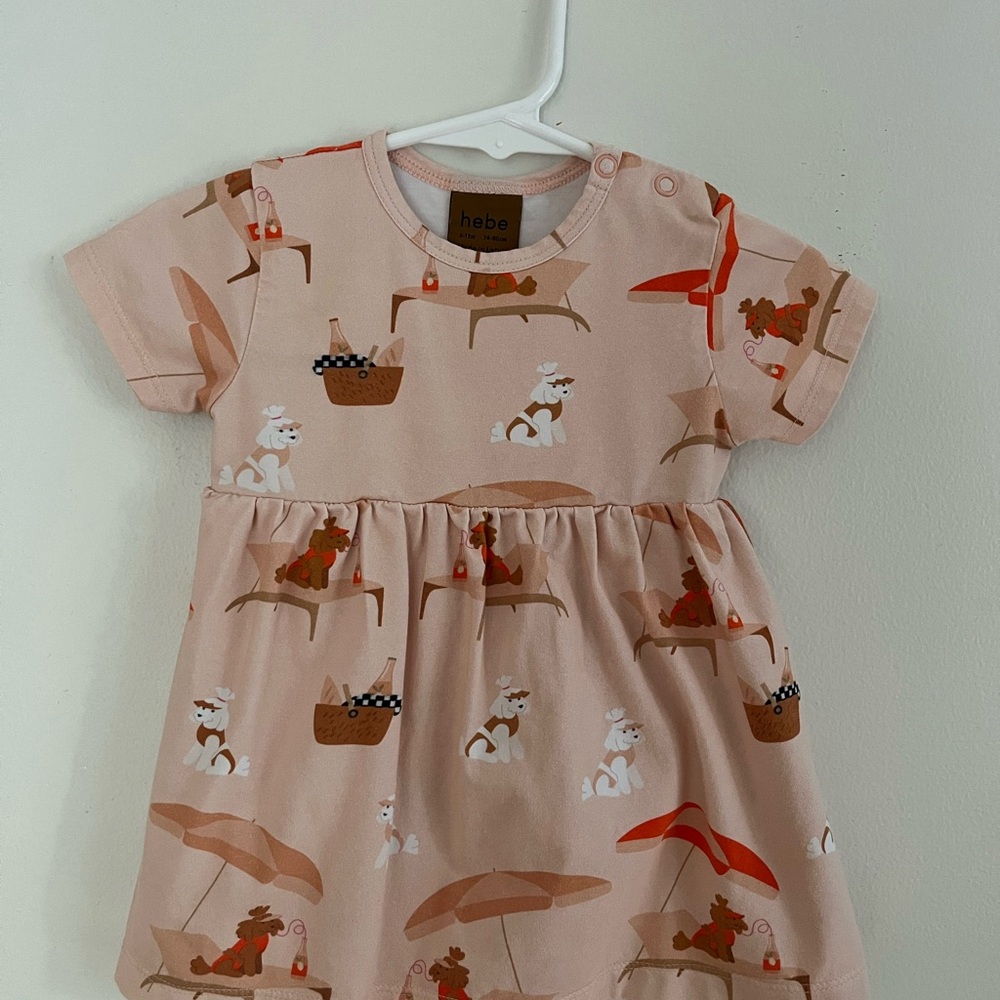 Hebe Dress Pink with Dog/Umbrella Print 6-12M